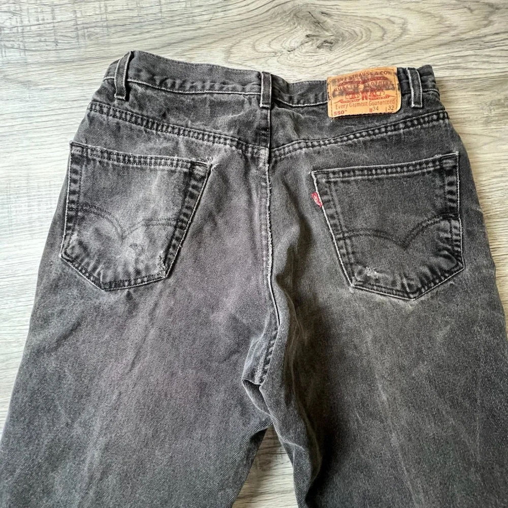 Levi's 550 Jeans Mens 34x32 Faded Black Relaxed Fit Tapered Vintage 90s Denim - Picture 6 of 12